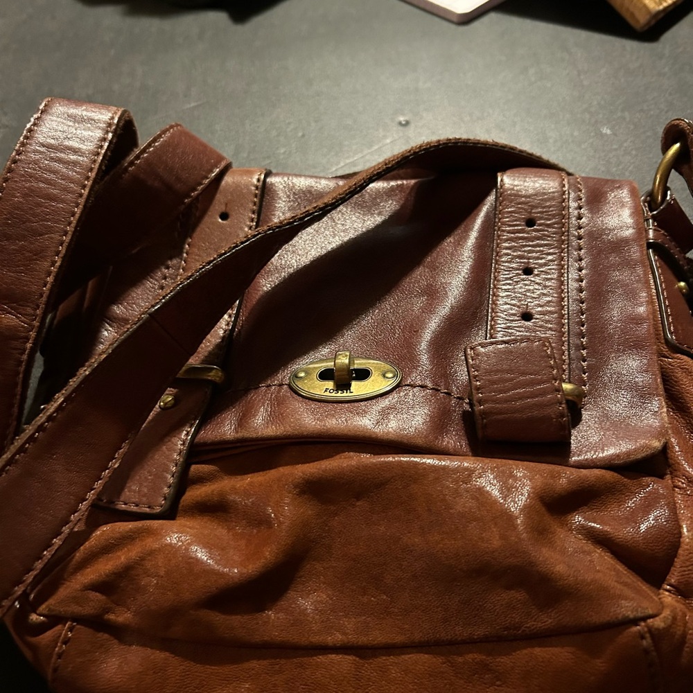 Fossil Brown Leather Crossbody Bag